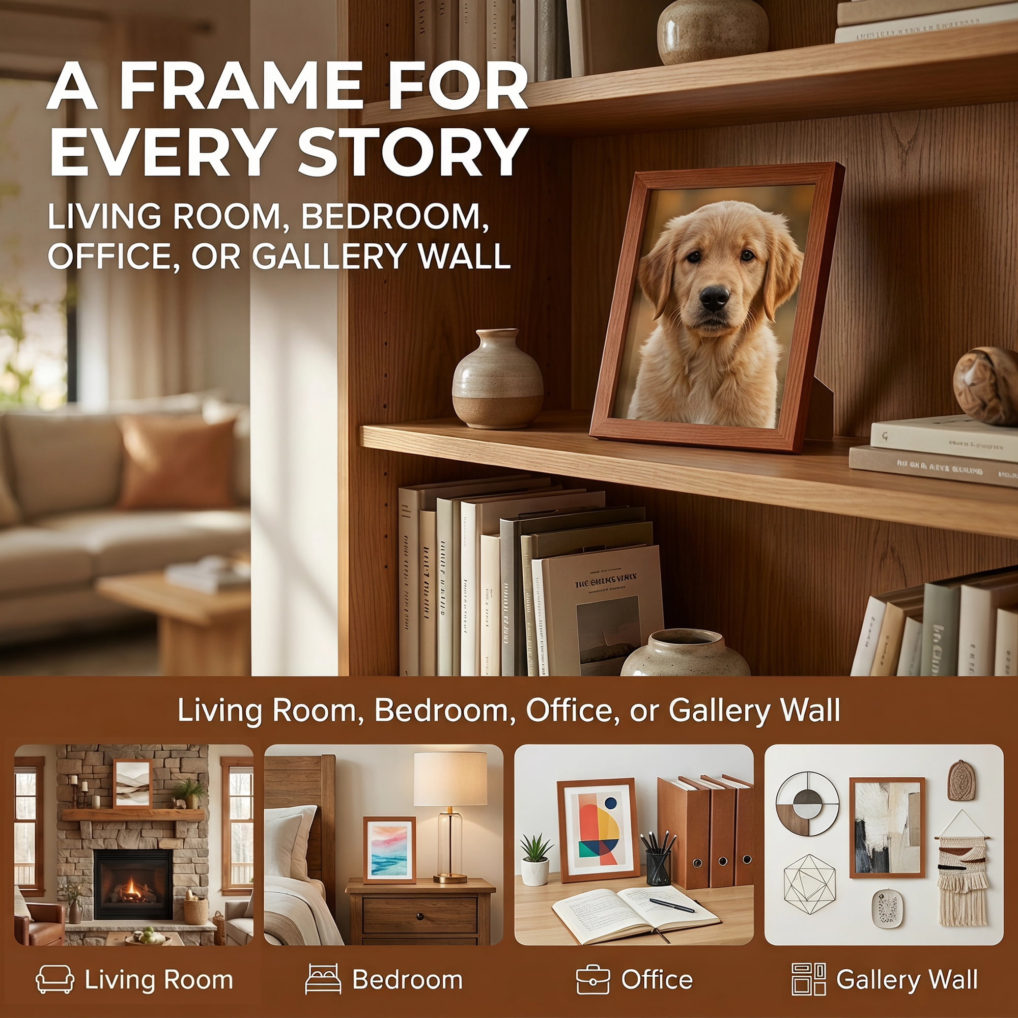 Unique Bargains Classic Wood Wall Mounting Picture Frame Wood Red 4" x 6"