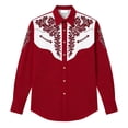 thumbnail image 4 of VeFlora Western Shirts for Men Cowboy Pearl Snap Long Sleeve 3D Print Country Shirts Casual Work Slim Fit Button Down Outfits(Red/S), 4 of 4