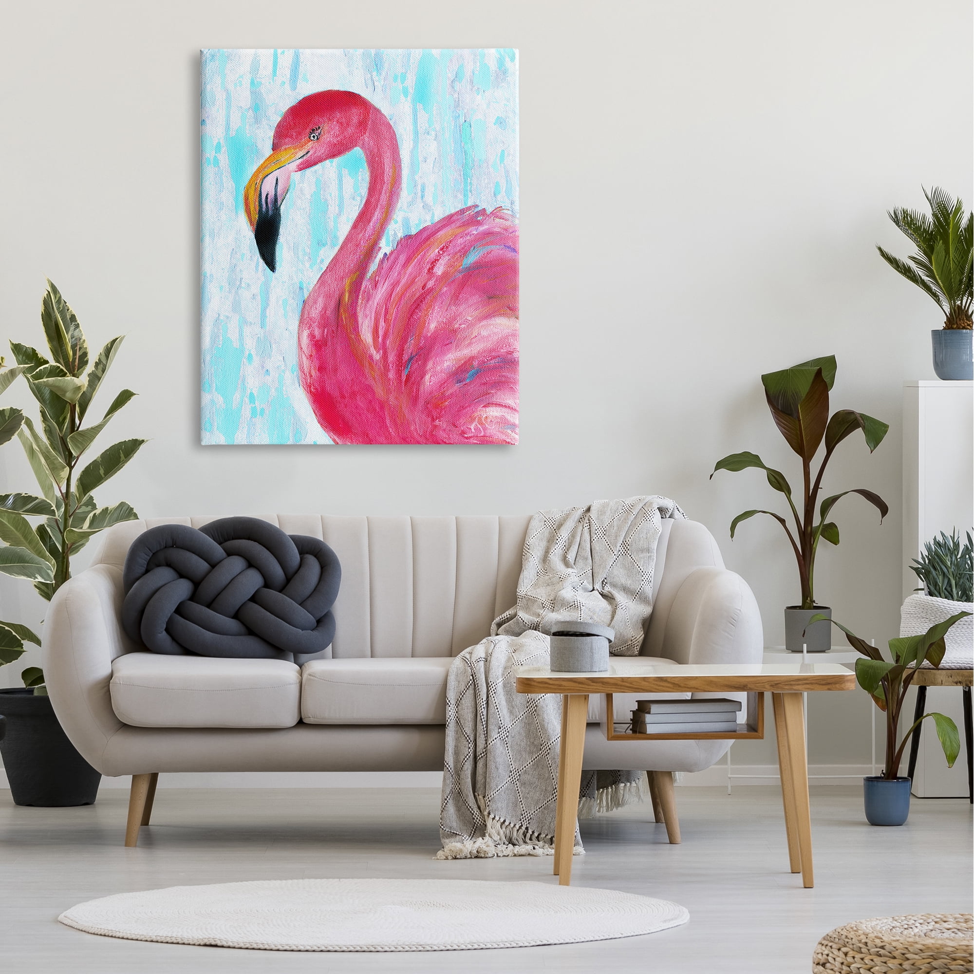 Stupell Industries Preened Glamorous Flamingo Shabby Bird Painting,36 x 48, Design by Jan Cole