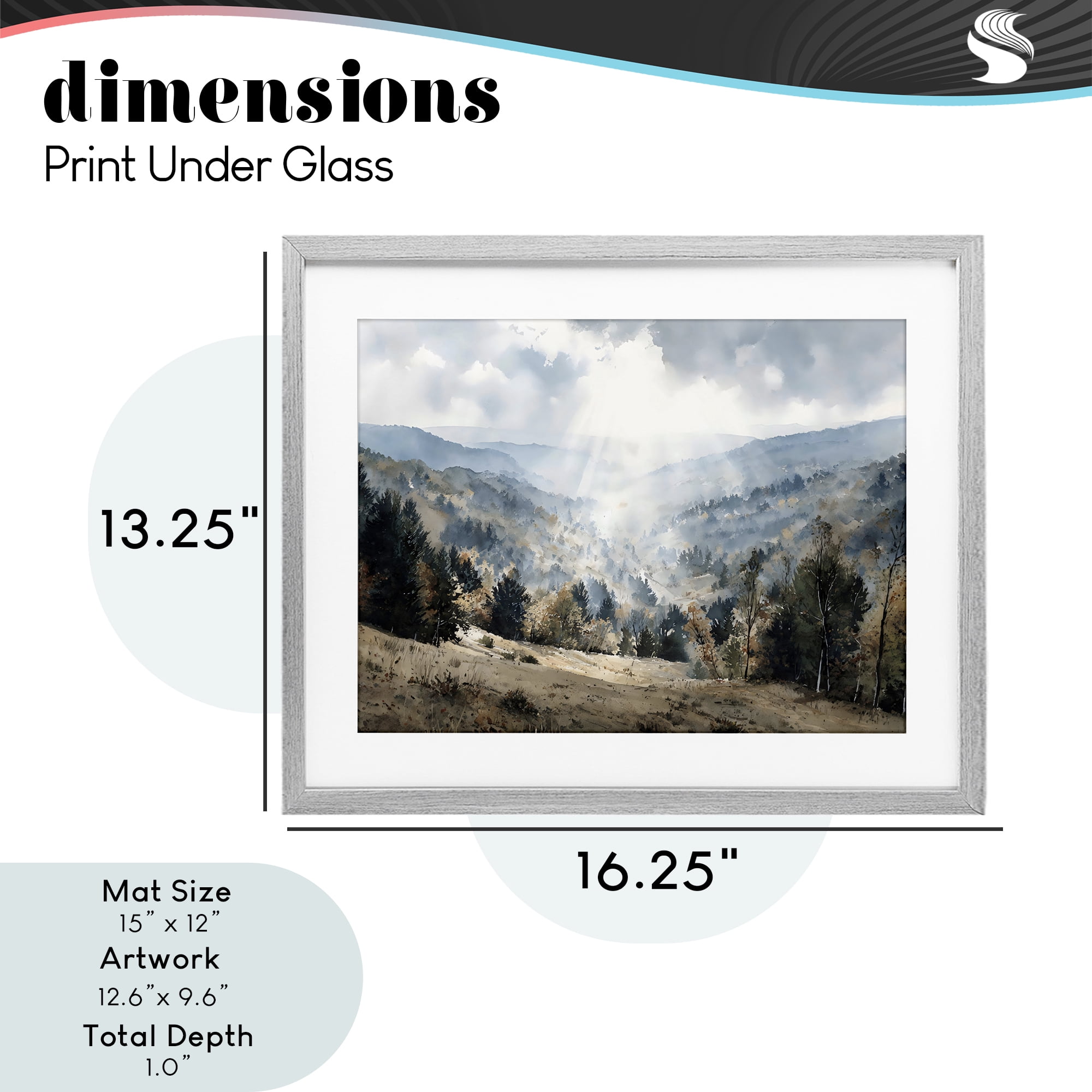 Stupell Industries Sunlit Fall Valley Beams Gray Framed Print Under Glass, design by Franklyn Gregory