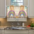 thumbnail image 2 of Yayeee Kitchen Curtains Tier Pair Light Filtering 27"x36" Rod Pocket Short Cafe Window Panel, Beige Rainbow, 2 of 7