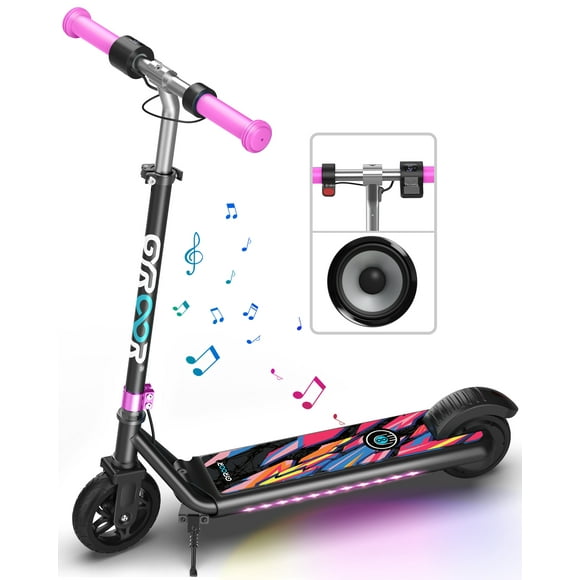 MIHOVER Electric Scooter for Kids, 150W Motor 10mph Speed Electric Scooter with Adjustable Handlebar and LED Lights-Pink
