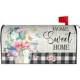 thumbnail image 2 of Floral Buffalo Plaid Mailbox Cover Spring Summer Flower Butterfly Magnetic Standard Size 25.5'''' x 21'''' Farmhouse Rustic Sweet Home Welcome Mail Box Garden Yard Decor for Outdoor, 2 of 6
