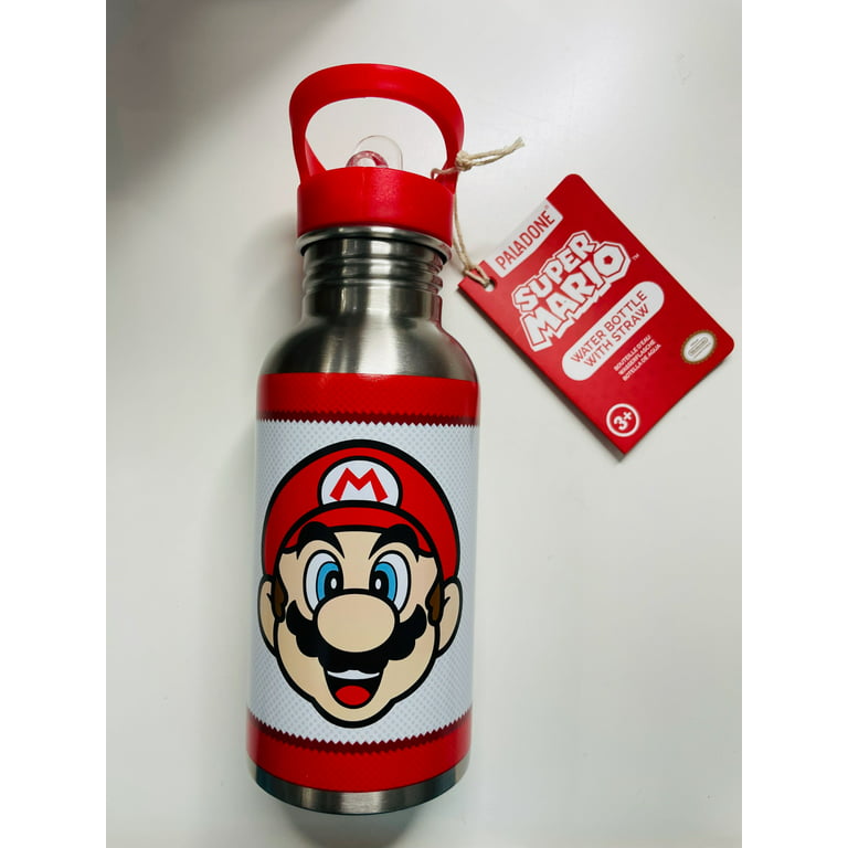 Super Mario - Metal Water Bottle with Straw - 16oz – Playback Video Games