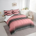 thumbnail image 3 of Homewish Abstract Geometric Striped 7pcs Bedding Comforter Set,Modern Minimalist Art Queen Bedding Sets,Pink Black Queen Sheet Sets For Men Women,Luxury Bedroom Decor Reversible, 3 of 8