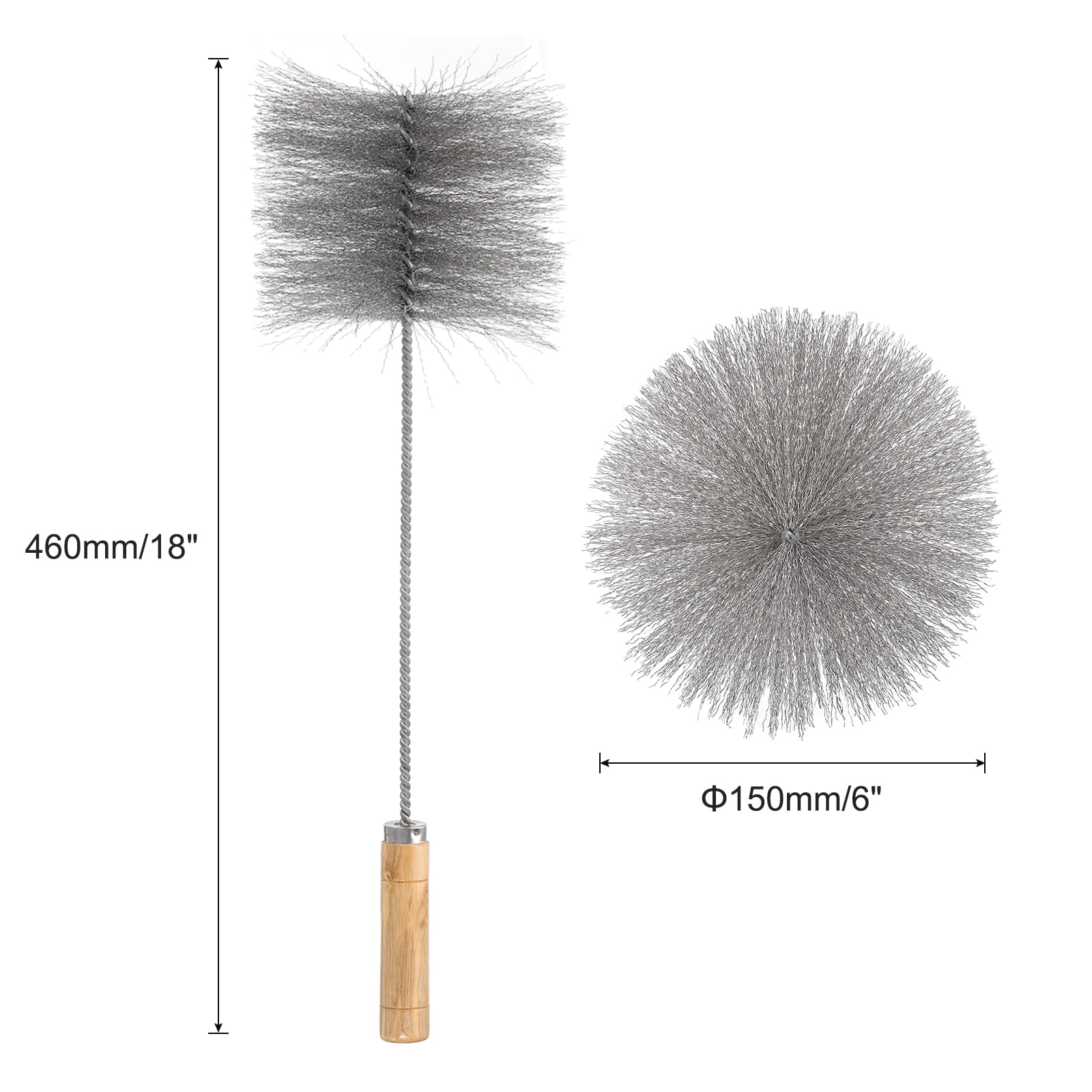 Uxcell Cleaning Wire Brush, Tent Wood Burning Stove Pipe Cleaning Brush for Fireplace Wood Burning Stove Tent Dryer Pipes 6" Dia