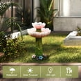 thumbnail image 5 of LuxenHome Solar Powered Pink Flower 2-Tier Resin Birdbath Fountain with Lights, 5 of 6