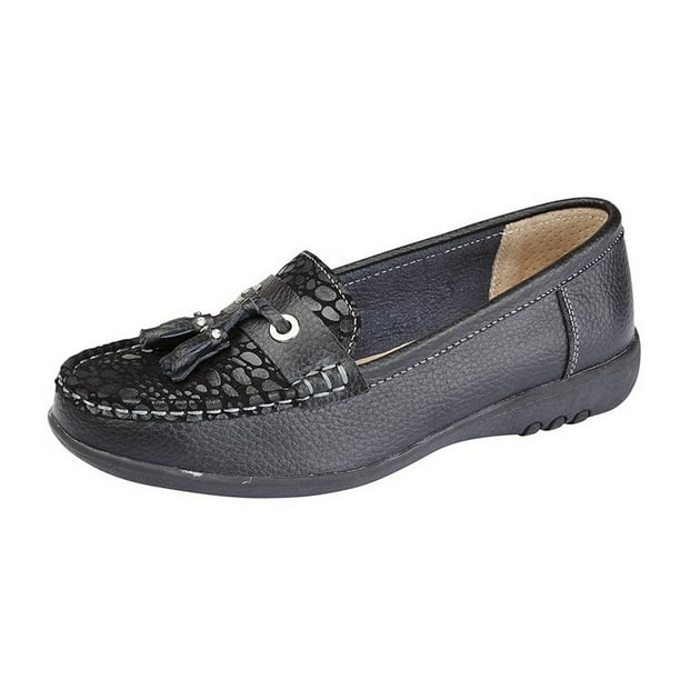 Boulevard - Mocasines con borla y detalle de serpiente para mujer (Gris metalizado)