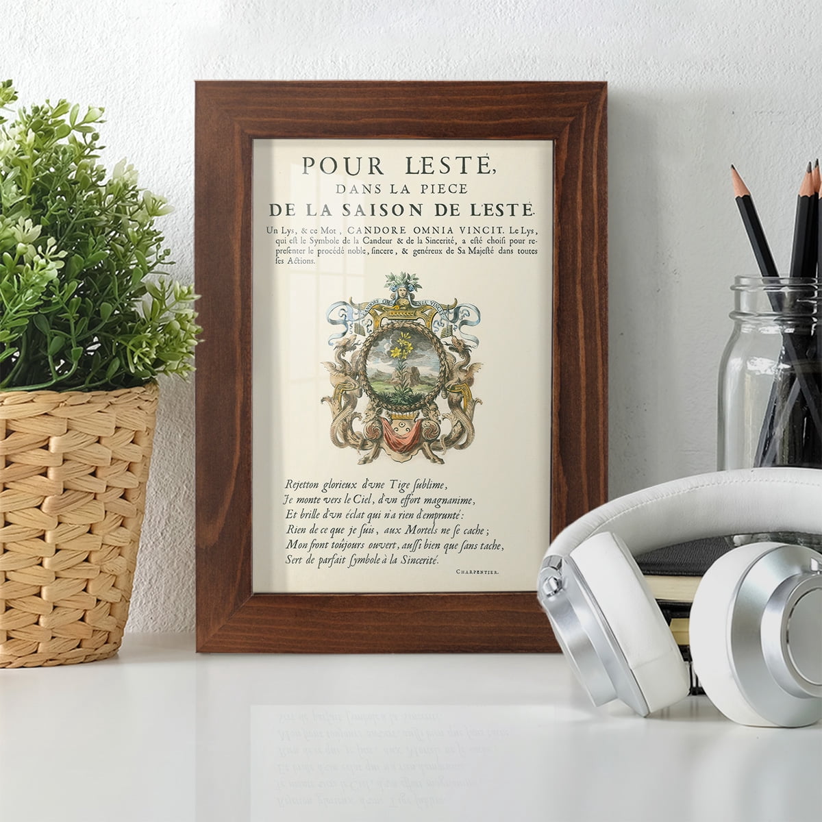 Printed Embellished Bookplate VI - Framed Print w/glass - Chestnut