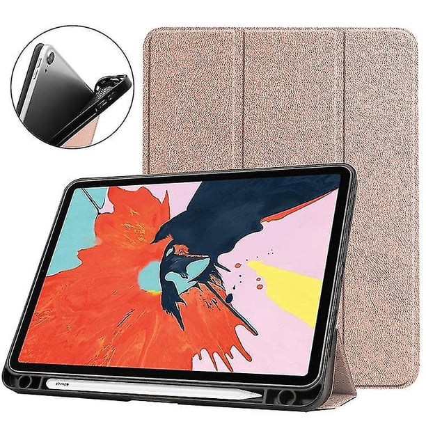 Funda de piel sintética con tapa horizontal para iPad Air 2022/2020 de 10,9 pulgadas, textura Custer, con función de suspensión/activación, soporte triple plegable y ranura para bolígrafo (roja)