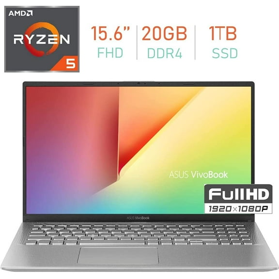 ASUS VivoBook 15.6" FHD (1920x1080) Laptop PC,Quad Core AMD Ryzen 5 3500U 2.1GHz, Windows 10 w/Mazery Mousepad (20GB DDR4 1TB SSD)