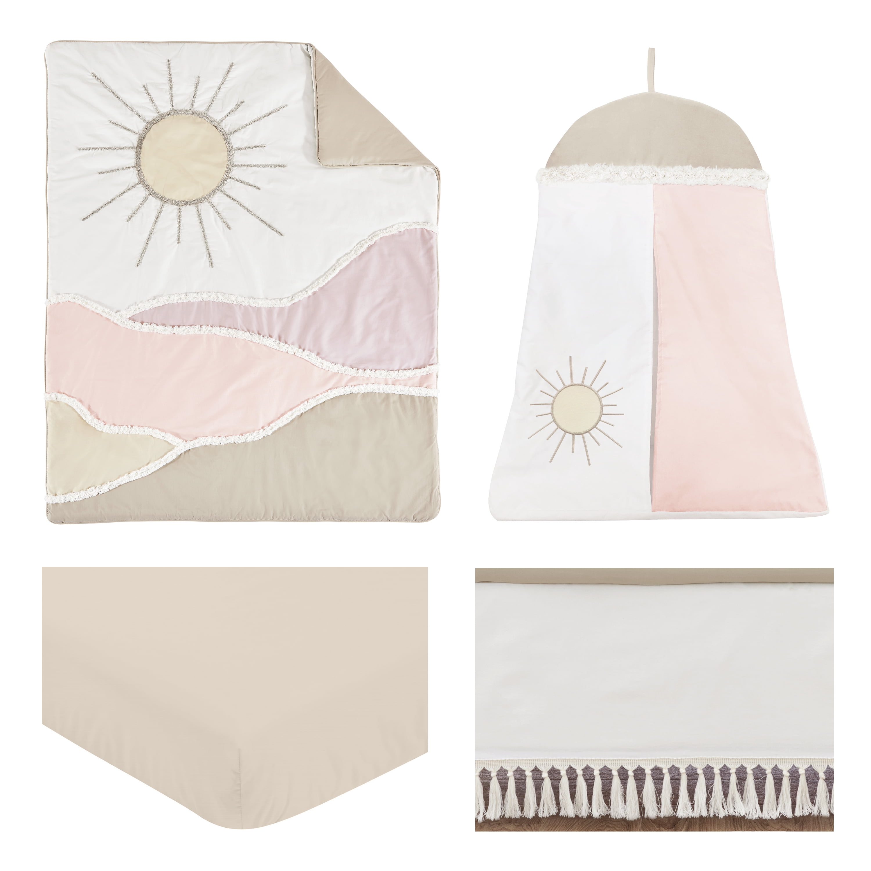 Sweet Jojo Designs Desert Sun Pink Beige 4 Piece Crib Bedding Set
