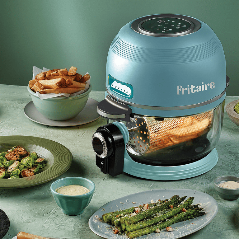 Fritaire Self-Cleaning Glass Bowl Air Fryer, 5 Qt, 6-in-1 Functions, BPA  Free, Rotisserie, Tumbler - Green
