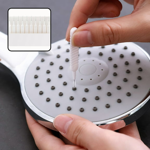 Austok 10pcs Shower Head Cleaning Brush, Nylon Small Hole Cleaner, Anti-Clogging Shower Head Hole Brush, Multifunctional Pore Gap Cleaner Tool, for Shower Nozzle Holes Mobile Phone Holes (White)