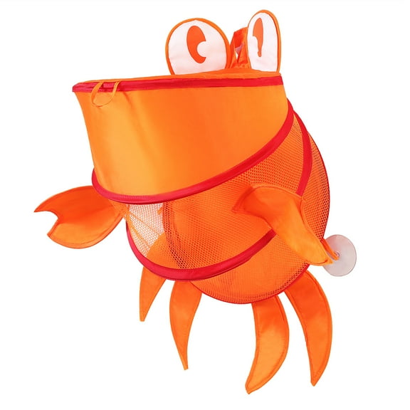 Hanging Bath Toy Storage with Quick Drying Mesh Bath Toy Organizer Crab Orange