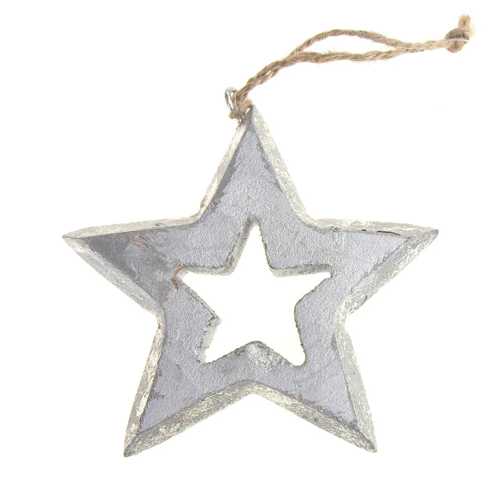 Download Hanging Wooden Distressed Star Cut-Out Christmas Ornament ...