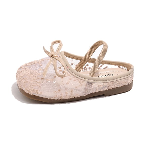 WAYUTE Girls Sandals Ballet Slip On Closed Toe Bowknot Fairy Style Mesh Breathable Sandals for Toddler Kids Summer Outdoor
