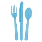 Way to Celebrate! Powder Blue Plastic Cutlery Set for 8, 24pcs