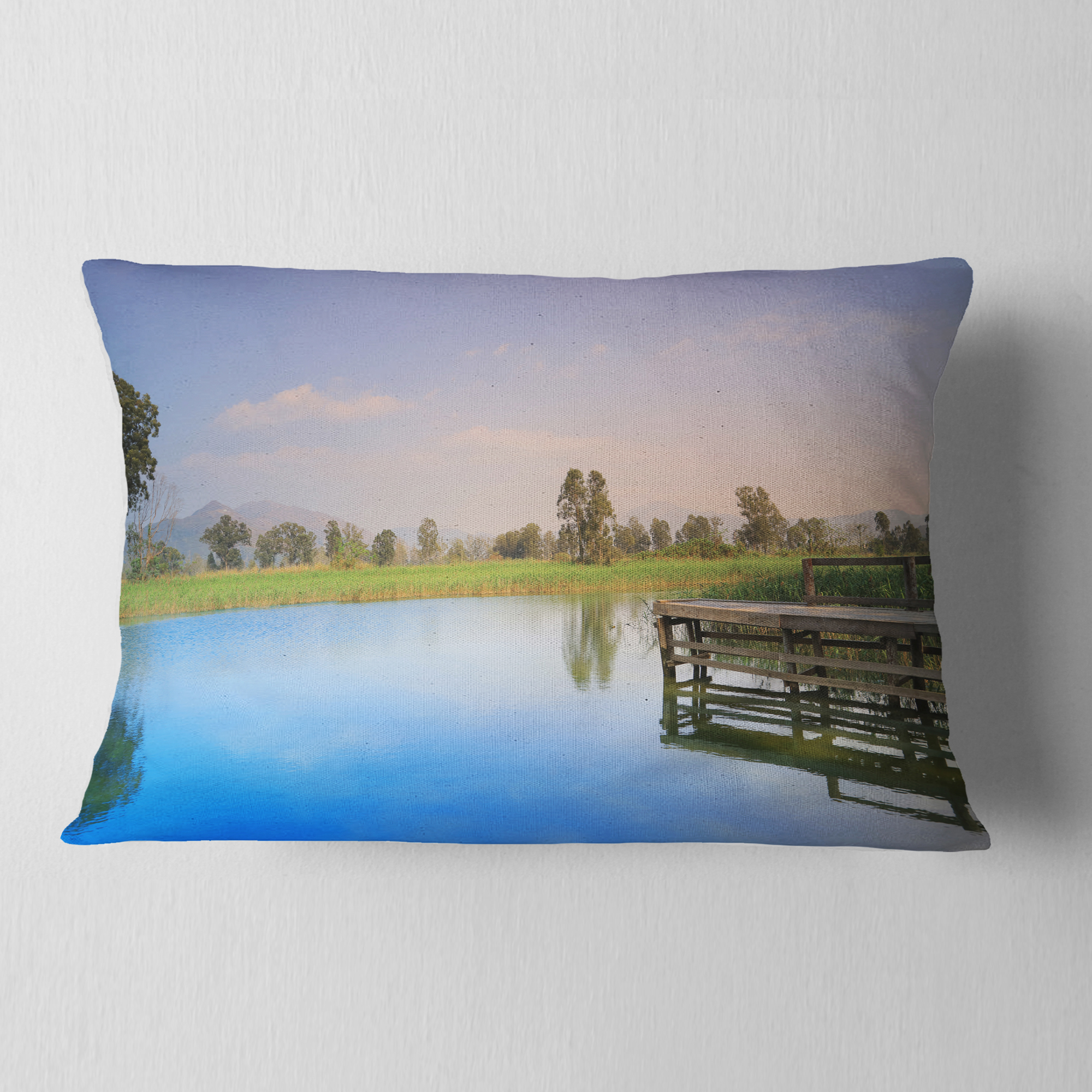 Designart Wetland of Nam Sang Wai Blue - Seascape Throw Pillow - 12x20