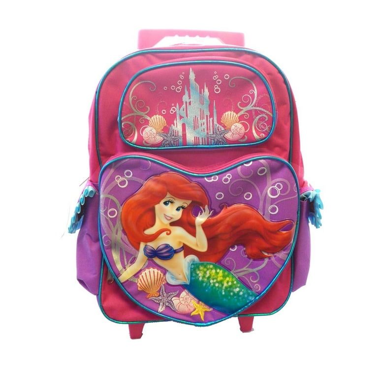 Large Rolling Backpack Disney Little Mermaid Ariel New School Bag 629021