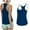 Navy, variant on Caywon Women's Summer Solid Color Crew Neck Racerback Tank Top with Front & Back Pleats Double Shoulder Straps Breathable Quickly-Dry Top for Yoga Workout Gym Outdoor Wear