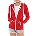 thumbnail image 3 of Urban Look Womens Active Long Sleeve Fleece Zip Up Hoodie with Plus Sizes (X-Large, B1 Solid Red), 3 of 4