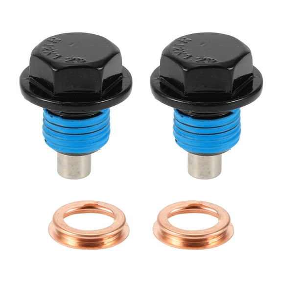 Unique Bargains 1 Set Oil Drain Plug for Nissan for Infiniti Oil Pan Drain Bolt Screw Thread Repair No.1102601M02 Black Blue Metal Magnetic M12x1.25