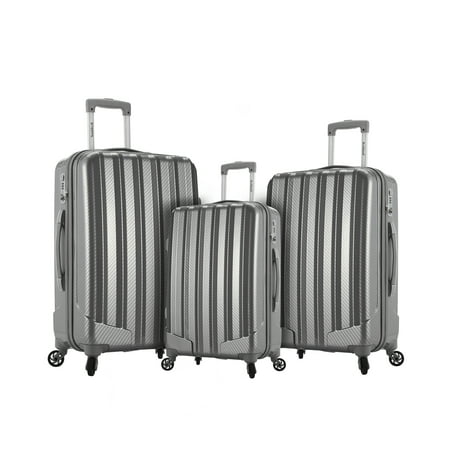 Rockland Barcelona 3pc Hardside Luggage Set - Silver