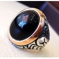 thumbnail image 2 of Black Onyx Mans Ring, Natural Black Onyx, December Birthstone, Silver Jewelry, 925 Silver Ring, Birthday Gift, Heavy Mens Ring, Arabic Design, Ottoman Style Ring, Christmas, Turkey Mens Signet Ring, 2 of 6