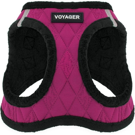 UPC: 0842637104825 | Voyager Step-in Plush Dog Harness by Best Pet Supplies – Red Rose Plush Medium