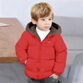 thumbnail image 2 of Likimi Toddler Boys Girls Coats Cute Bear Ears Hoods Solid Color Long Sleeve Outwear With Zipper Thick Winter Jacket Size 12-18 Months Red, 2 of 8