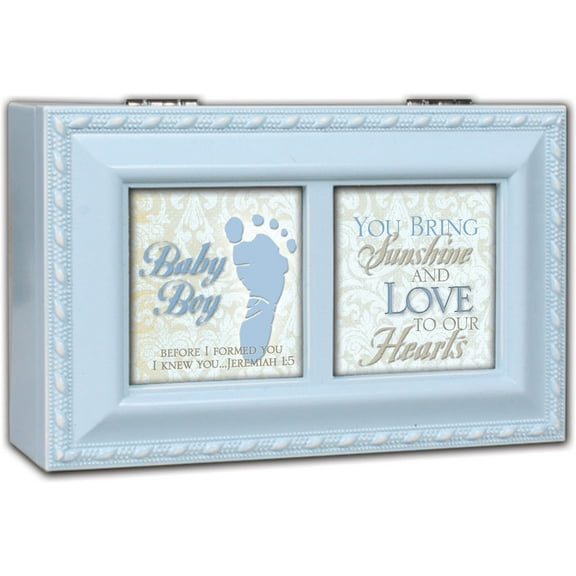 Cottage Garden Baby Boy Distressed Blue Petite Music Box / Jewelry Box Plays ...