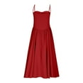 thumbnail image 6 of Aloohaidyvio Summer Dresses for Women,Womens Elegant Spaghetti Strap Bustier Midi Dress Low Cut Flowy Pleated Hem Formal Dresses with Pockets, 6 of 8