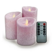 Kitch Aroma Crystallized Purple Flameless Candles with Remote Control, Real Wax Battery Operated Pillars Candles with Flickering Flame and Timer Featured,Set of 3