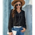 thumbnail image 5 of Womens Loose Fit Casual Chiffon Blouse Top Flowy Summer Shirt Elegant Office Wear Black XXL, 5 of 9