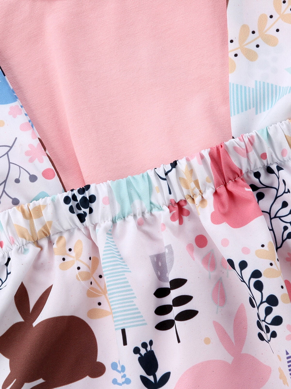 Easter Day-Toddler Baby Girls Clothes Set Ruffle Short Sleeve T-Shirt Tops Floral Overall Skirt