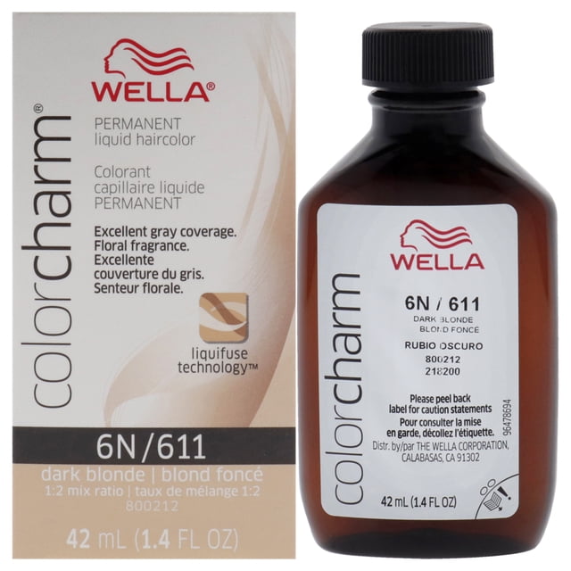 Tinte líquido permanente para cabello Wella Color Charm 6N Rubio oscuro 1.4 oz unisex