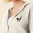thumbnail image 5 of Dalix Black Cat Embroidered Fleece Zip Washed Hoodie Cold Fall Winter Women in Bone 2XL XX-Large, 5 of 5