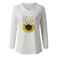 thumbnail image 4 of Weikingp Womens Tshirts Graphic Womens Long Sleeve T Shirts Women's Blend T Shirt Printed Long Sleeve V Neck Top Tshirts Shirts for Women White XL, 4 of 4