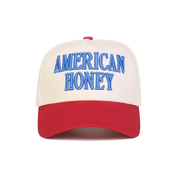 American Honey Embroidered Trucker Hat, Adjustable Snapback Baseball Cap for Women and Men, Stylish Vintage Inspired Statement Hat for Casual Outfits, Concerts and Everyday Fashion
