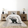 thumbnail image 2 of Ambesonne Funny Quilted Bedspread Set 2 Pcs, Simple Art Showering Bear, Twin Size, Pale Tan and Taupe Grey, 2 of 4