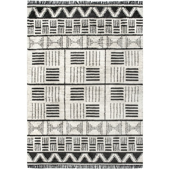 nuLOOM Christy Aztec Soft Shag Fringe Accent Rug, 3' x 5', Beige
