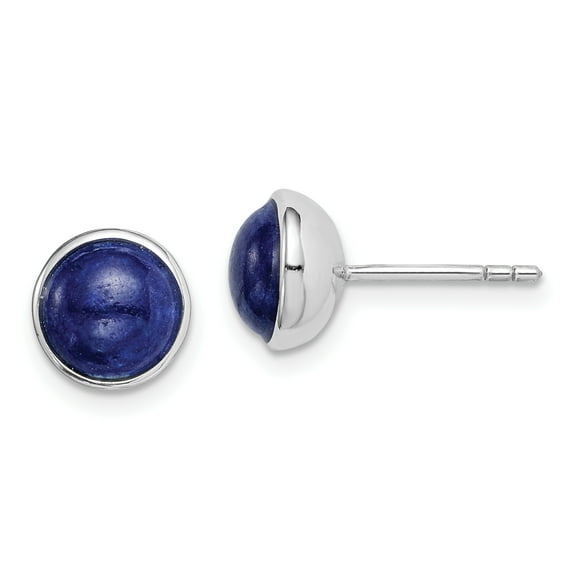 Primal Silver Sterling Silver Rhodium-plated 7mm Lapis Post Earrings