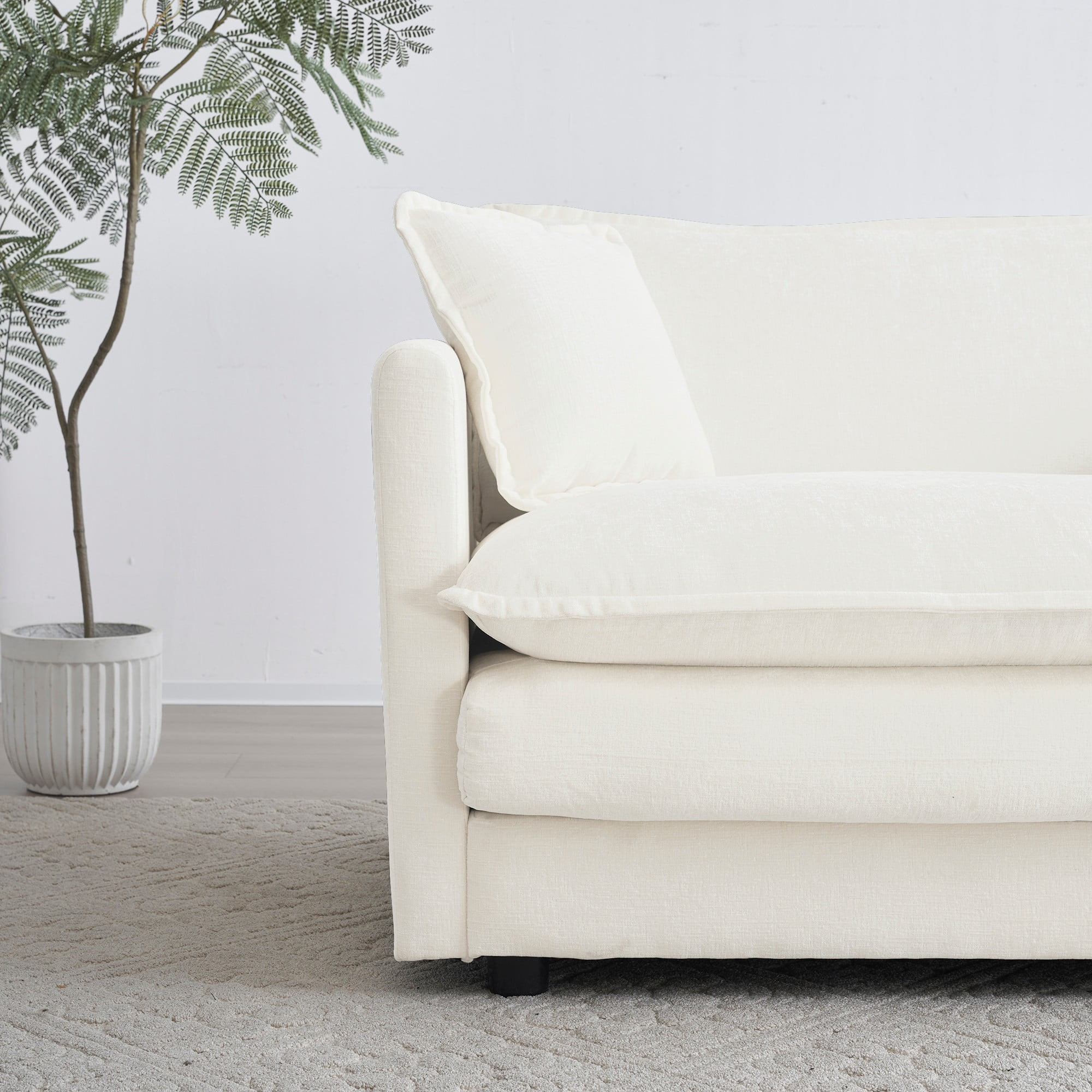 2 - Piece Living Room Set, 2 Pieces Upholstered Loveseat and Couch for Home Office Lounge, Sofa Set of 2, 2-Piece (2+2 Seat) Couch Set for Living Room (White)