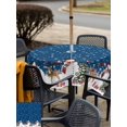 thumbnail image 4 of Outdoor Tablecloth with Umbrella Hole and Zipper, Navy Blue Christmas Square Table Cloth 54x54 Inch Waterproof Tablecloth, Snowman Snowflake Xmas Tree Ball Elk Picnic Table Cover for Patio Camping, 4 of 7