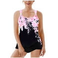thumbnail image 1 of Flowy Ruffle Tankini Swimsuits for Women Plus Size Summer 2 Piece Retro Bathing Suits Fashion Ladies Modest Swimwear Pink, L, 1 of 6
