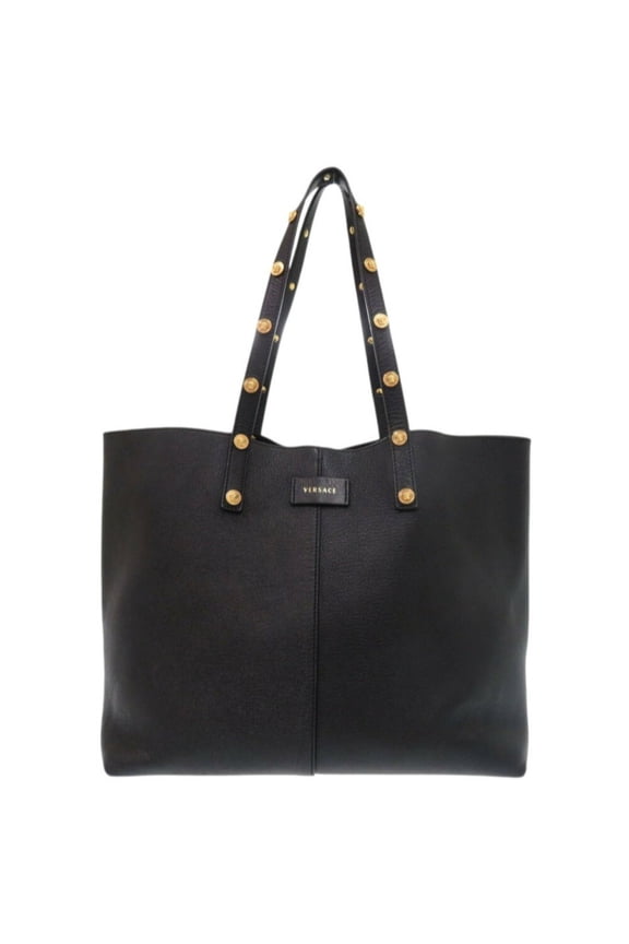 Pre-Owned Versace Medusa Leather Black Tote Bag 0349VERSACE (Good)