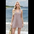 thumbnail image 4 of Conjunto de 2 Piezas de Verano para Mujer, para Vacaciones en la Playa, Camiseta Sin Mangas con Cuello Halter y Pantalones Cortos, Ropa de Estar de Punto, Color Café, Talla M, 4 of 10