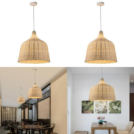 

DFDIEJZ Custom Unique Vintage Retro Hand Woven Chinese Bamboo Wooden Rattan Chandelier - Eye-catching Round Indoor Wicker Pendant Light Decor Uniquely Crafted Bamboo Wicker Chandelier -