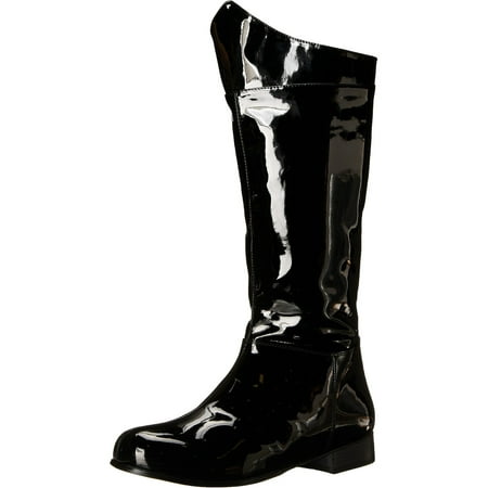 low heel black patent boots